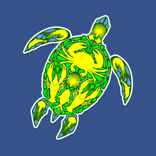 Sea Turtle Reef Marine Life Abstract Symbol Tattoo Style T-Shirt