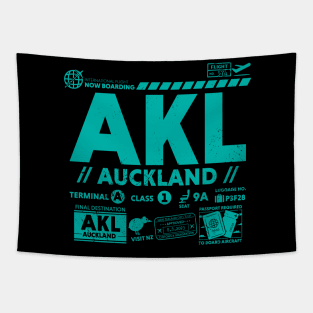 Vintage Auckland AKL Airport Code Travel Day Retro Travel Tag New Zealand Tapestry