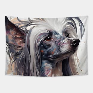 A Chinese Crested Dog Watercolor Portrait Tapestry