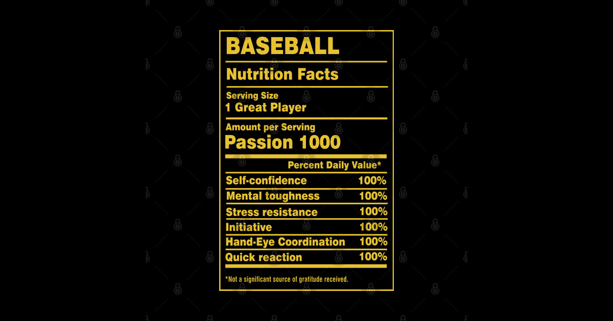 Nutrition Facts Baseball Nutrition Facts Baseball Posters and Art