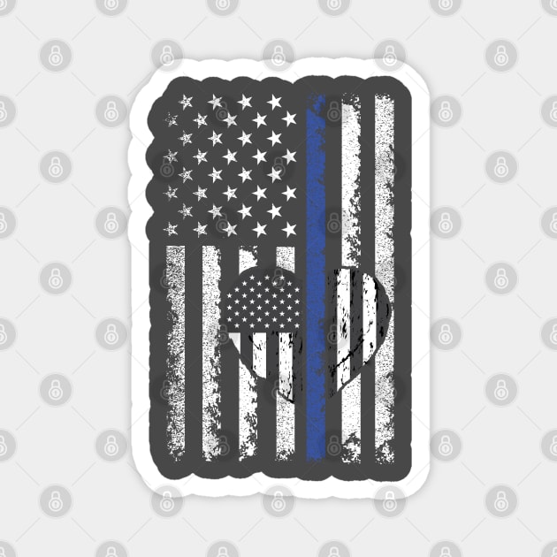 love the thin blue line american flag heart Magnet by Jandjprints