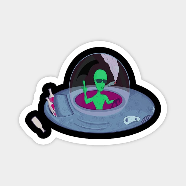 Alien partygoer Magnet by Quileos
