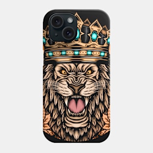 Roaring lion with crown Phone Case