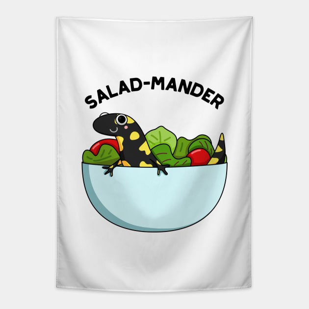 Salad-mander Funny Salamander Pun Tapestry by punnybone