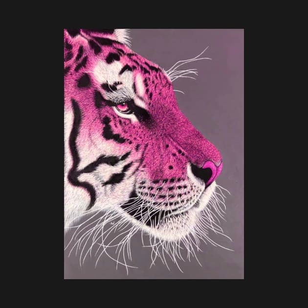 Fuchsia pink and white ombre tiger by LukjanovArt