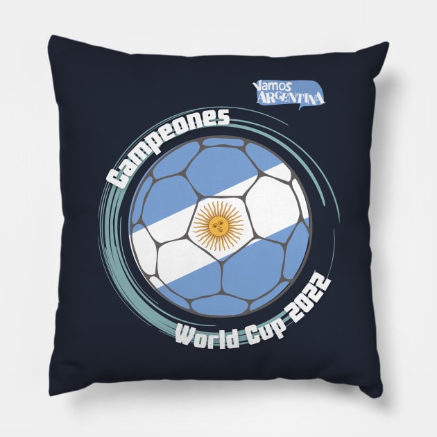 Argentina World Cup Campeones 2022 Pillow by Magnolia Meadows