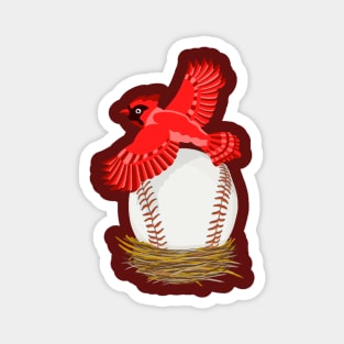 Play Ball! Cardinal Baseball Egg in Nest Magnet