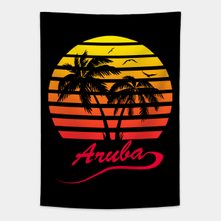 Aruba 80s Tropical Sunset Tapestry