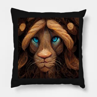 Cute brown lion with blue eyes Pillow