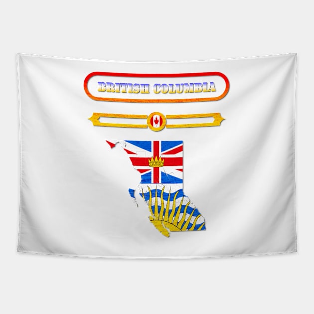 BRITISH COLUMBIA, CANADA, MAP OF BRITISH COLUMBIA. SAMER BRASIL Tapestry by Samer Brasil