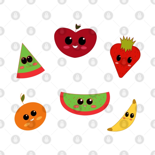 Adorable smiling fruits by Duzzi Art