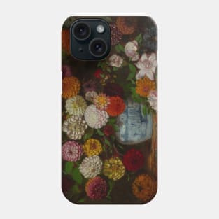 Still Life with Dahlias, Zinnias, Hollyhocks and Plums by Eugene Delacroix Phone Case