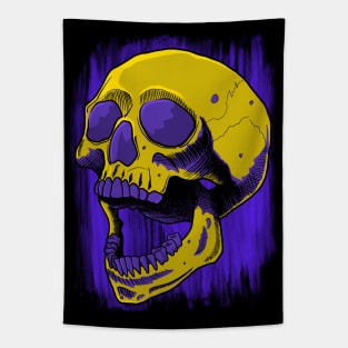 Screaming Skull with Purple Paint Smear Tapestry