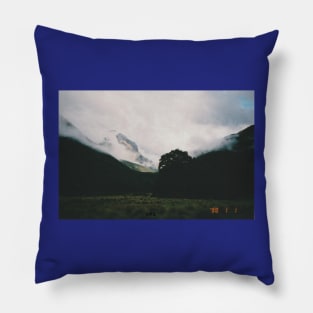 Misty Mountains Caught on Film Pillow