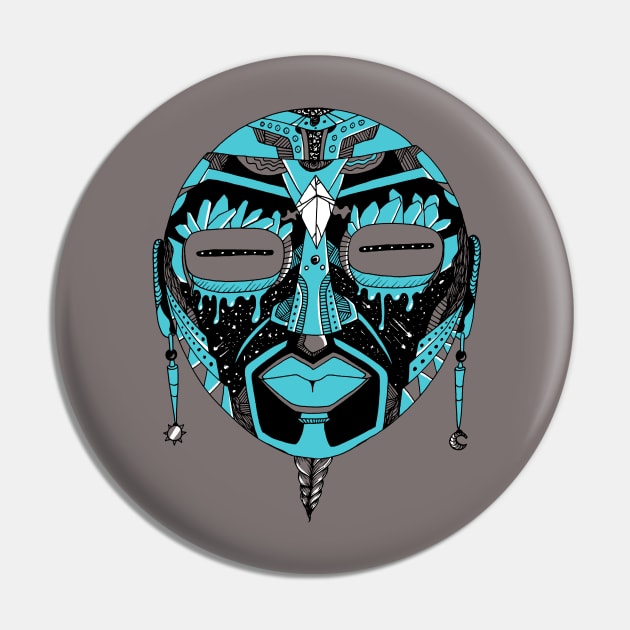 Blue Grey African Mask 2 Pin by kenallouis