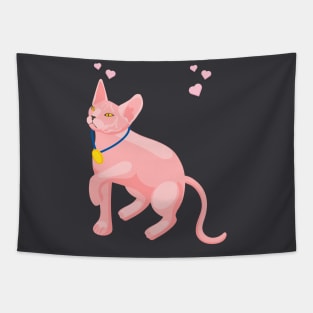 3d effect pink cat with medal Tapestry