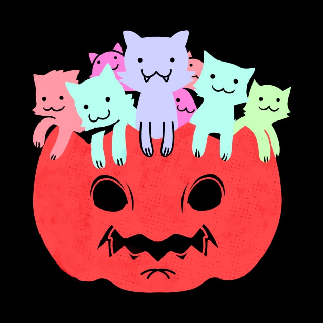 Halloween Pumpkin with Color Cats by BOO