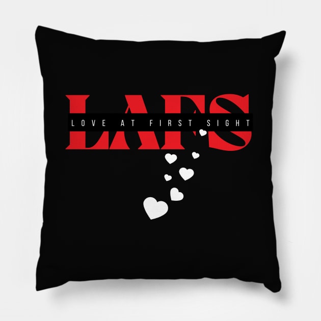 White and Red Love at First Sight Design Pillow by Praizes