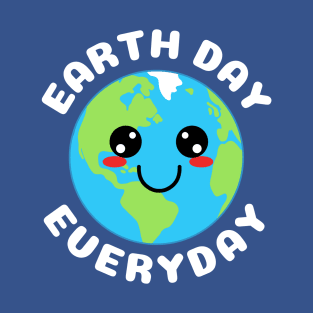 Cute Kawaii Planet Earth day Everyday T-Shirt