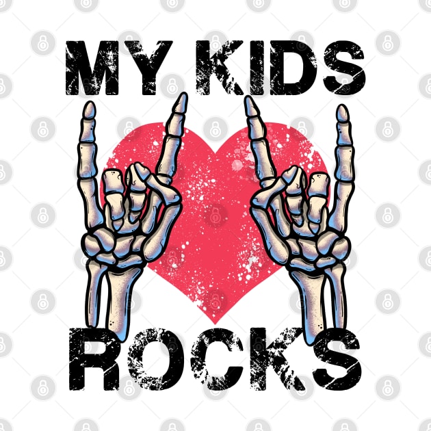 My Kids Rocks Let's Rock Mother Vintage Retro Father Concert by MerchBeastStudio