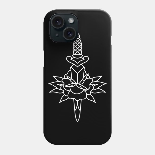 Traditional dagger and rose tattoo design Phone Case by HomeSchoolTattoo