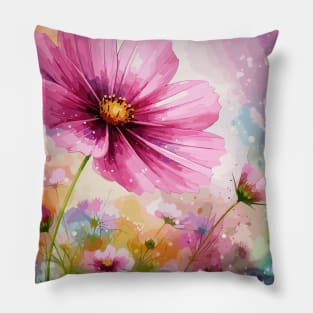 Pink Cosmos Flower Pillow