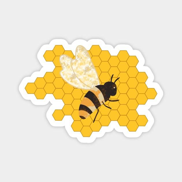 Cute Black Bee on Yellow Honeycomb Magnet by Designs_by_KC