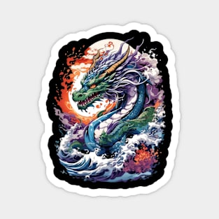 japanese dragon with its fireballs Magnet