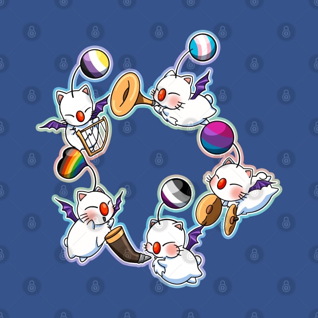 Pride-Mogs - FF114 moogles to support pride (rainbow, asexual, bisexual, trans, non-binary) by SamInJapan