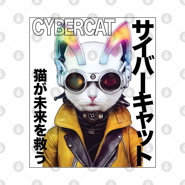 Cybercat,  Japanese cat sci fi manga cover by kanchan