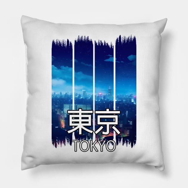 Tokyo City Sykline at Night Landscape – Anime Shirt Pillow by KAIGAME Art