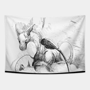 Ink drawing of a dragon - fantasy inspired designs Tapestry