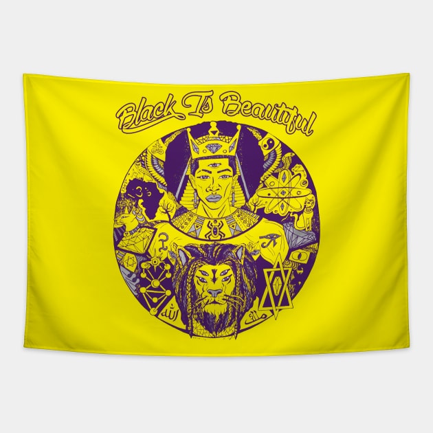 Yellow Purple Black King Wise King Black Is Beautiful Tapestry by kenallouis