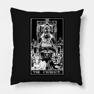 VII. The Chariot Tarot Card | Obsidian and Pearl Pillow