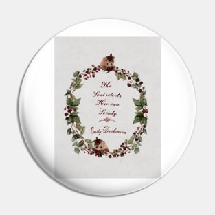 Emily Dickinson Quote Cute Watercolor Wreath Blackberries and Country Mice Pin