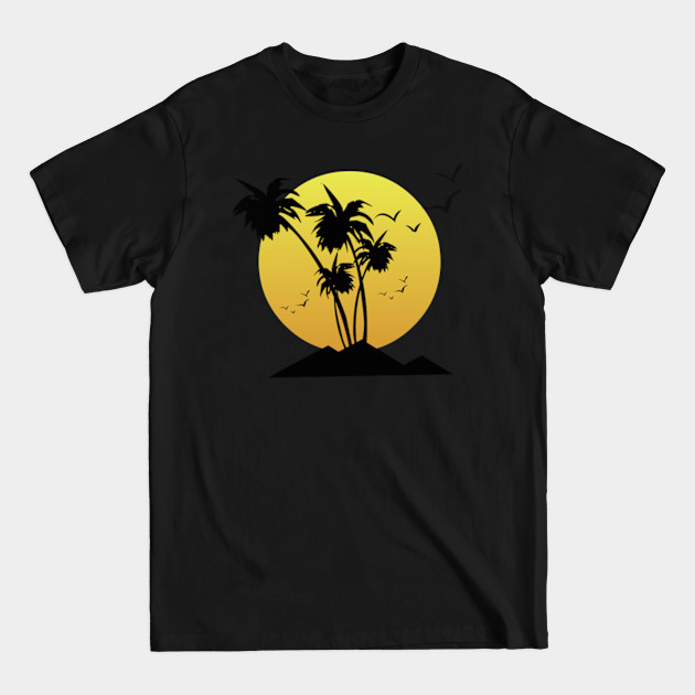 Discover SUNSET WITH PALM TREES AND BIRDS - Sunset And Palm Trees - T-Shirt