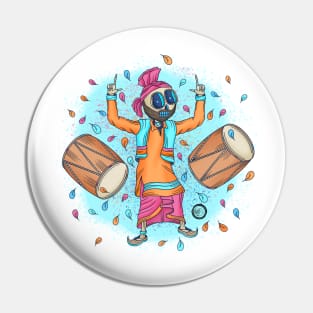 Cute Skeleton Dancing - Dia De Los Muertos - Punjabi Sardar - Bhangra Dancing skeleton Pin