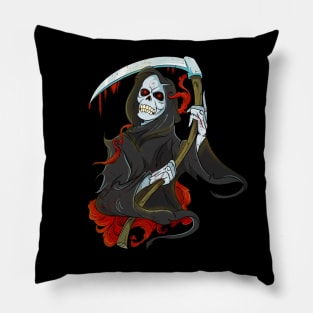 Funny Grim Reaper Skeleton Skull Pillow