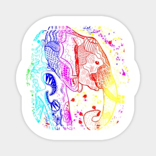 Rainbow Zentangle Elephant Magnet