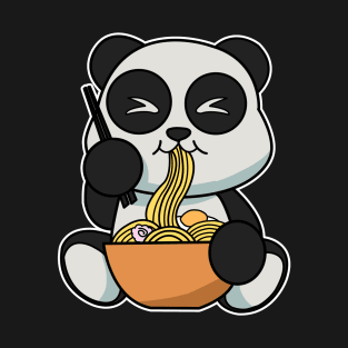 Anime Kawaii Ramen Eating Panda Bear Japanese Noodles T-Shirt