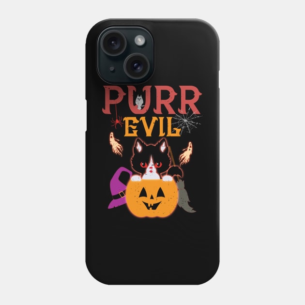 Purr Evil Cat Halloween Phone Case by alcoshirts