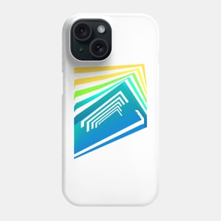 Geometric sunset abstract blue yellow Phone Case