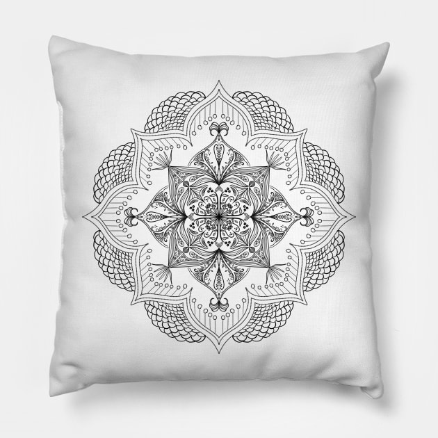 Petals Mandala Pillow by CarrieBrose