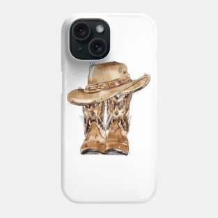 Cowboy hat with boots Phone Case