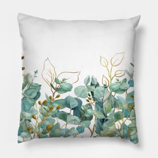 Eucalyptus Leaves  Greenery Watercolor Art Pillow