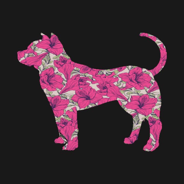 pitbull dog flower seamless floral pattern by T-shirt verkaufen