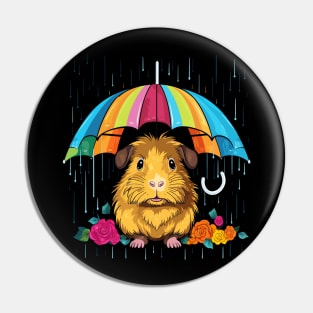 Guinea Pig Rainy Day With Umbrella Pin