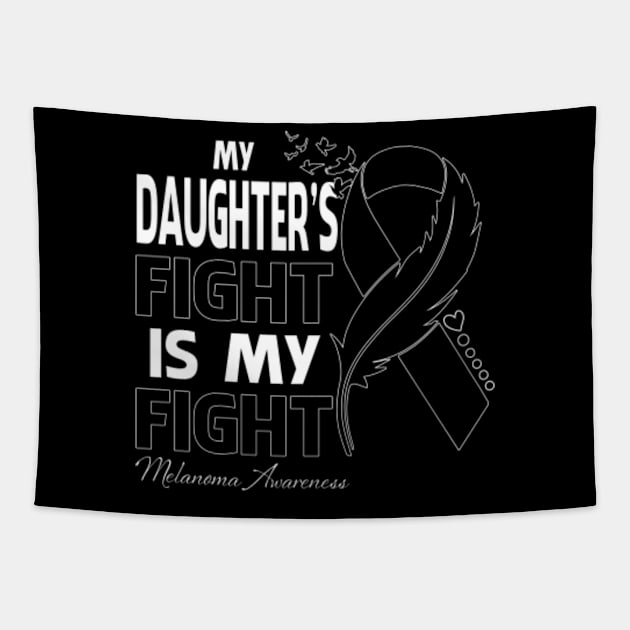 My Daughter's Fight Is My Fight Melanoma Awareness Feather Tapestry by KaelaGusikowski