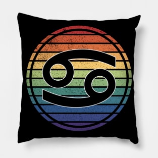 Vintage Distressed Rainbow Gay Pride Zodiac Cancer Pillow