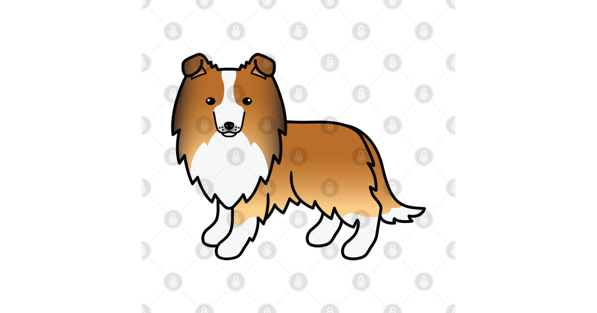 Sable Shetland Sheepdog Sheltie Dog Cute Cartoon Illustration